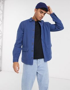 textured overshirt with pockets in blue-Purple
