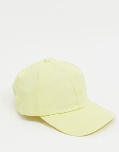 vintage 6 panel soft baseball cap in lemon-Yellow