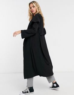 soft waterfall duster coat in black