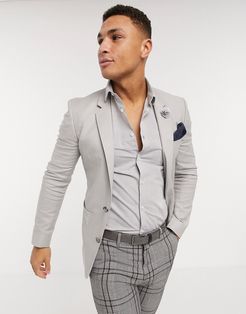 wedding skinny linen blazer in gray-Grey