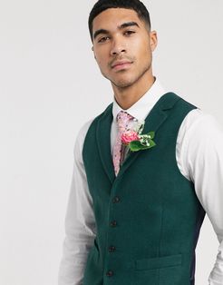 wedding slim suit suit vest in wool mix texture in green