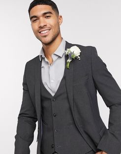 wedding super skinny suit jacket in charcoal four way stretch-Gray