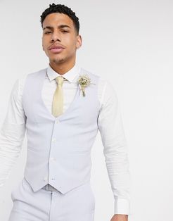 wedding super skinny suit suit vest in lilac crosshatch-Purple