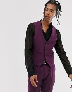 wedding super skinny suit suit vest in purple