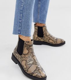 Wide Fit Auto chunky chelsea boots in snake-Multi