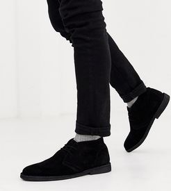 Wide Fit desert chukka boots in black suede