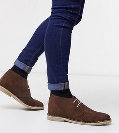 Wide Fit desert chukka boots in brown suede