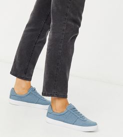 Wide Fit Dime lace up sneakers in denim-Blue