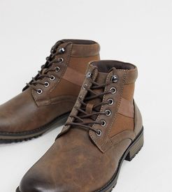 Wide Fit lace up boot in brown faux leather