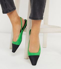 Wide Fit Language slingback ballet flats in green and black-Multi
