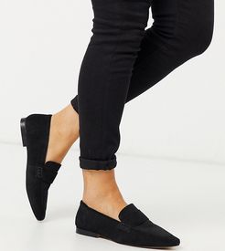 Wide Fit Motion suede loafers in black