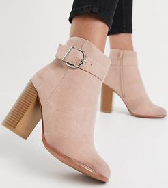 Wide Fit Retreat heeled ankle boots in beige-Neutral