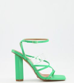 Wide Fit Watermelon strappy heeled sandals in green
