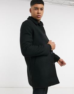 wool mix overcoat in black