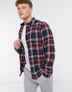 wool mix overshirt in navy plaid