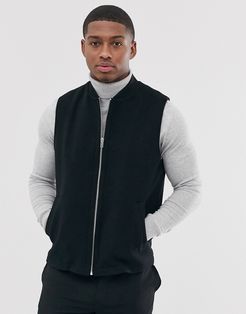 wool mix vest in black