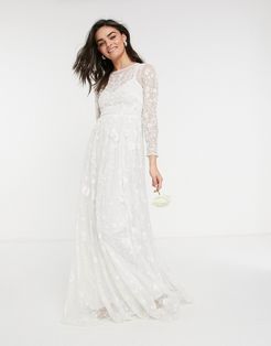Ava all over embellished and embroidered wedding dress-White