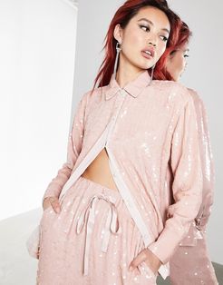 sequin shirt-Pink