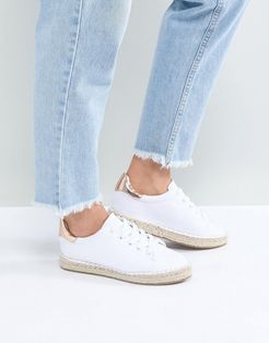 ASOS JORJA Lace Up Espadrilles-White