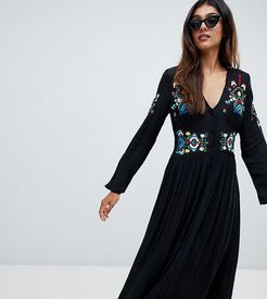 Embroidered Maxi Dress-Black