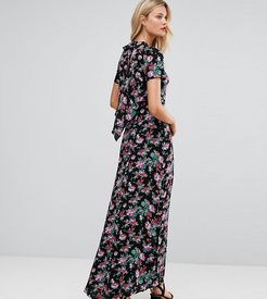 Maxi Dress with Deconstructed Back in Floral Print-Multi