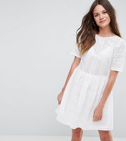 Mini Smock Dress in Broderie-White