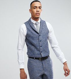 ASOS TALL Slim Suit Vest In Blue Flecked Wool Blend-Blues