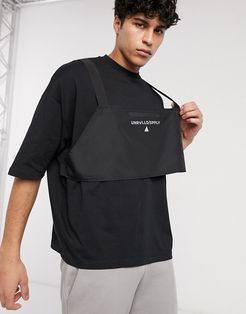 ASOS Unrvlld Spply oversized t-shirt with body harness and logo in reflective print-Black