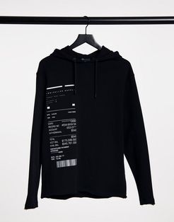 oversized hoodie with logo-Black