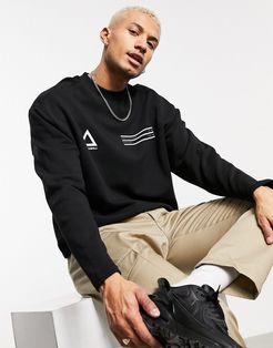 oversized sweatshirt in black with chest logos