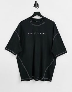 oversized t-shirt with contrast stitch & high build print in black