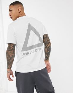 t-shirt with front and back logo print in white