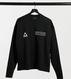 Tall oversized sweatshirt in black with chest logos