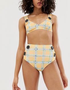 check high waisted bikini bottom-Yellow