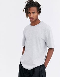loose fit heavyweight t-shirt in light gray marl-Grey