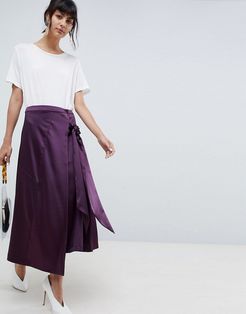 midi skirt with tie detailing-Purple