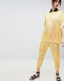 Printed Tapered Two-piece Pants-Yellow
