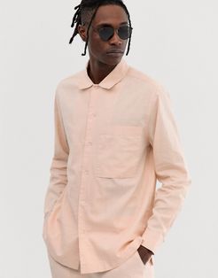 set loose fit shirt in 100% hemp-Pink