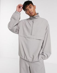 two-piece woven tracksuit top in gray