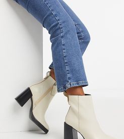 Exclusive Herington heeled boots in bone leather-White