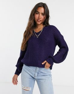 chunky chenille sweater in navy