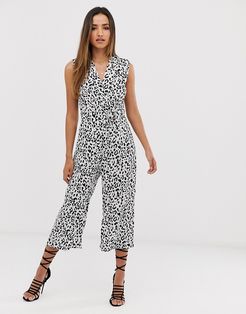 cross over culotte jumpsuit-White
