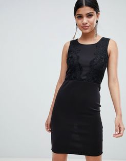 pencil dress with lace detail-Black