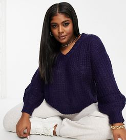 chunky chenille sweater in navy