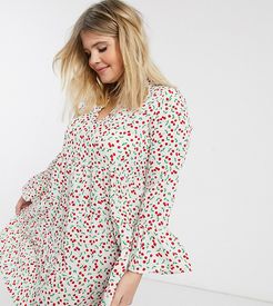 tiered swing dress in cherry print-Multi