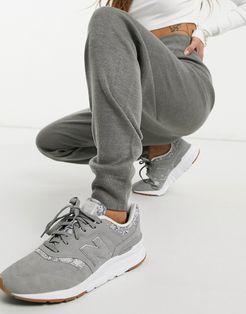 premium knit sweatpants in gray marl-Grey
