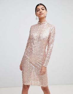 Sequin Bodycon Dress-Pink