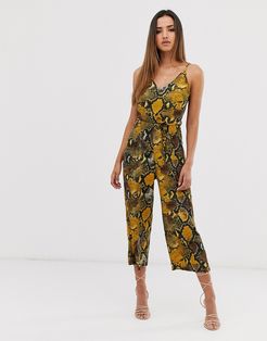 snake culotte jumpsuit-Yellow