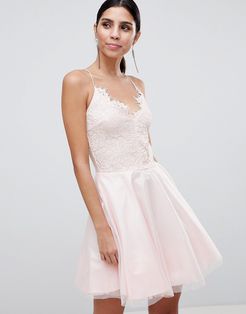Strappy Lace Dress-Pink