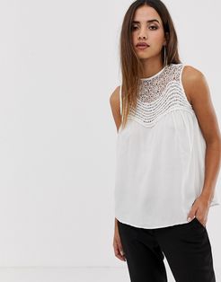 top with lace detail-White